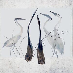 Pretty Collectible Recycled Aluminum goose/crane figurines Vintage Hoselton